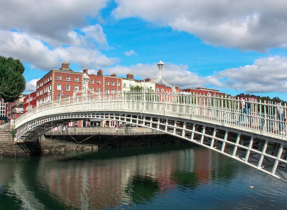 The ha'penny bridge over the River Liffey in Dublin City