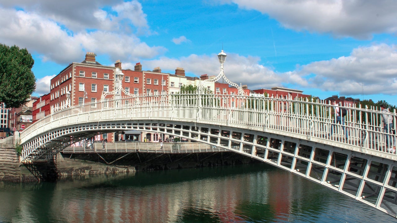 The ha'penny bridge over the River Liffey in Dublin City