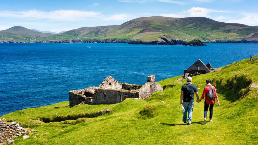 Two people walking on Great Blasket Islands, Co. Kerry