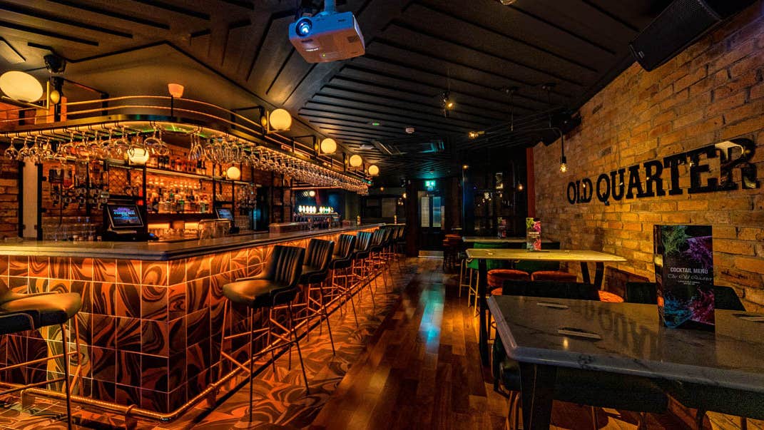 Indoor bar and seating area