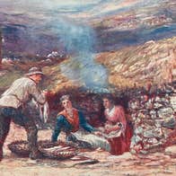 ‘A Home in Achill' 1905. Francis Sylvester Walker’s late 19th century watercolour of a booley house on Achill. Reproduced courtesy of National Library of Ireland