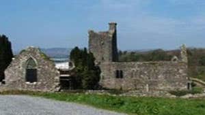 Blue skies at the ancient stone ruins of Creevelea Abbey, County Leitrim