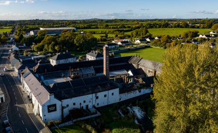 An aerial view of Kilbeggan Distillery and visitor centre