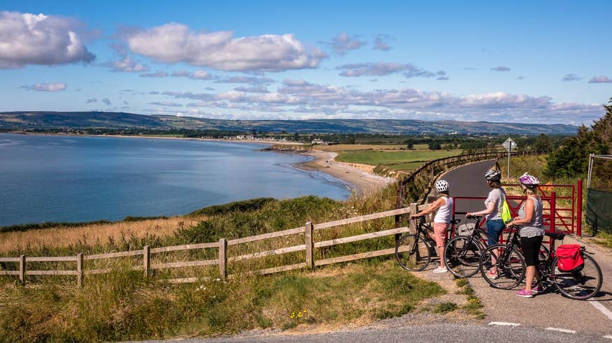 A young family cycling on the Waterford Greenway, County Waterford