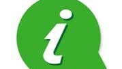Green speech bubble with a lower case i in the middle