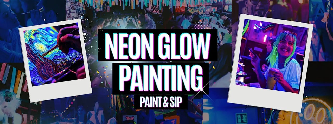 Neon Glow Painting Cherry Blossoms