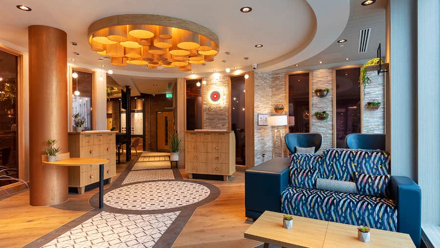 Reception area with table and chairs