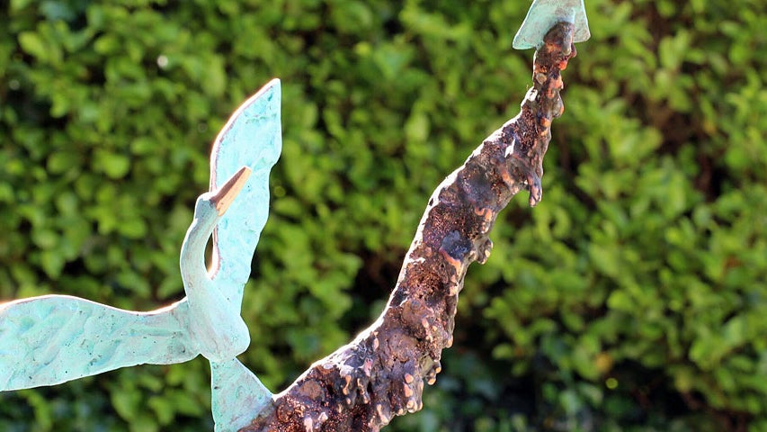 Designyard Liam Butler copper sculpture of swans in flight