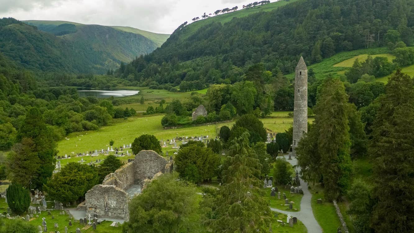 An aerial view of Glendalough