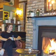 Skellys Bar with relaxing fireplace