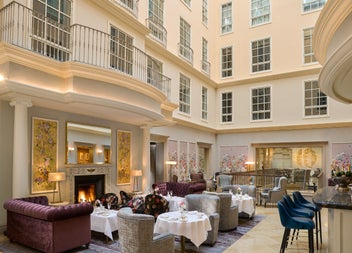 Seating area with tables and chairs