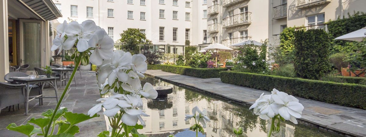 The Merrion Hotel gardens and patio area