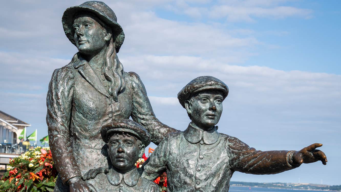 Statue of an emigrant family at the Cobh Heritage Centre – the Emigration & Maritime Story in County Cork.