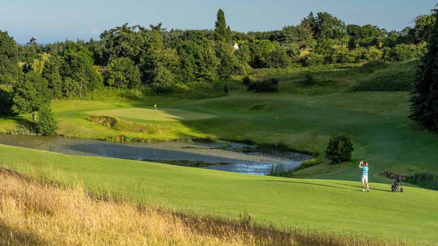 A golfer playing at Druids Glen Golf Resort, Co Wicklow