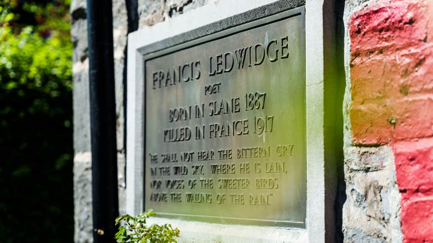 The plaque outside the Francis Ledwidge Museum in Slane, Co Meath