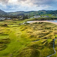 Portsalon Golf course with beach and sea to the right