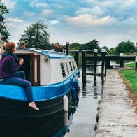 People on a boat on a canal with Sallins Grand Canal Barge Trip, Kildare