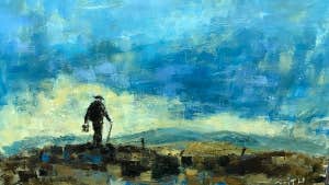 Man walking on hills