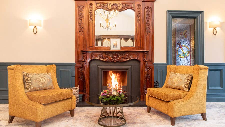 Seating area with table and chairs