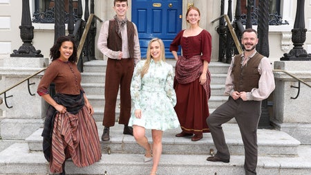 Celtic Exodus - Leah Barniville (centre with Irish dancers) plays the lead role of Sarah who flees to the hills to avoid her unwanted betrothal and falls in love with rebel Sean (Colm Quinn), during the suffering of the Great Irish Famine