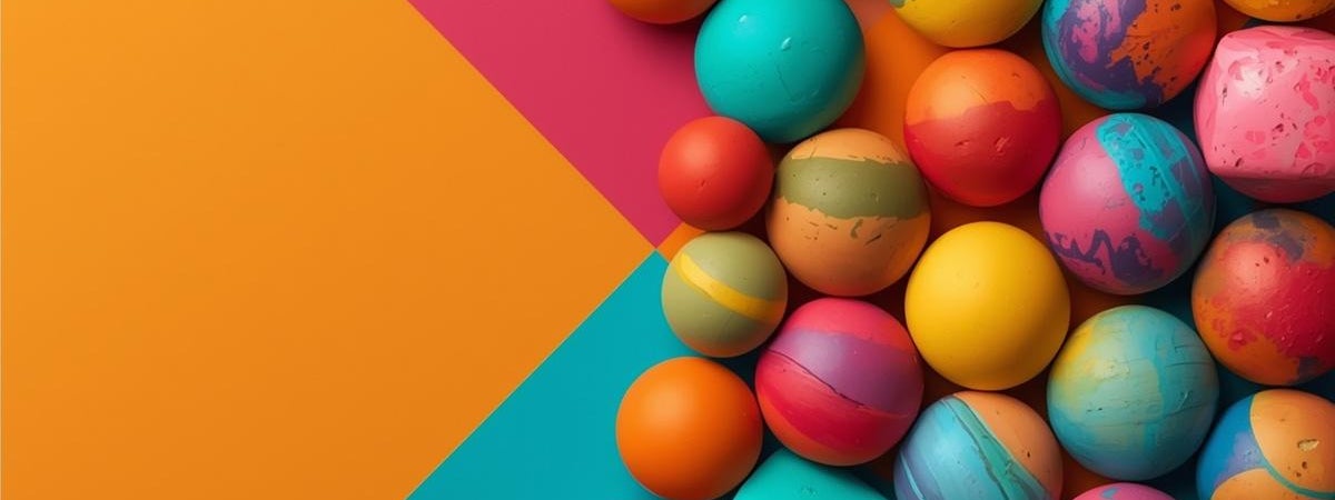 colourful beads of yellow, blue and pink