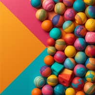 colourful beads of yellow, blue and pink