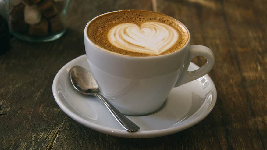 A latte in a café 