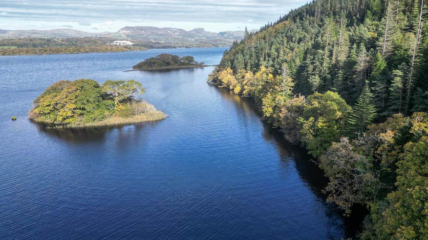 Aerial view of the Lake of Inisfree in Co Sligo