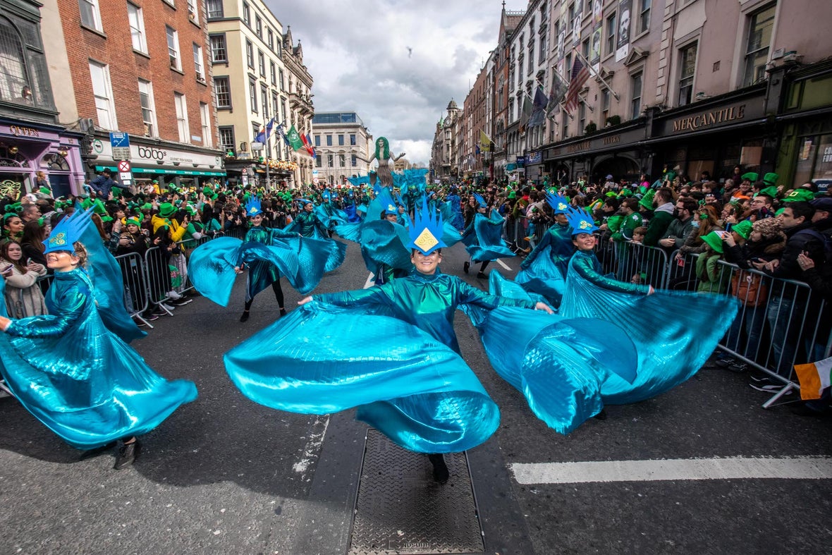 Street performers in the 2023 St Patrick's Festival parade in Dublin city