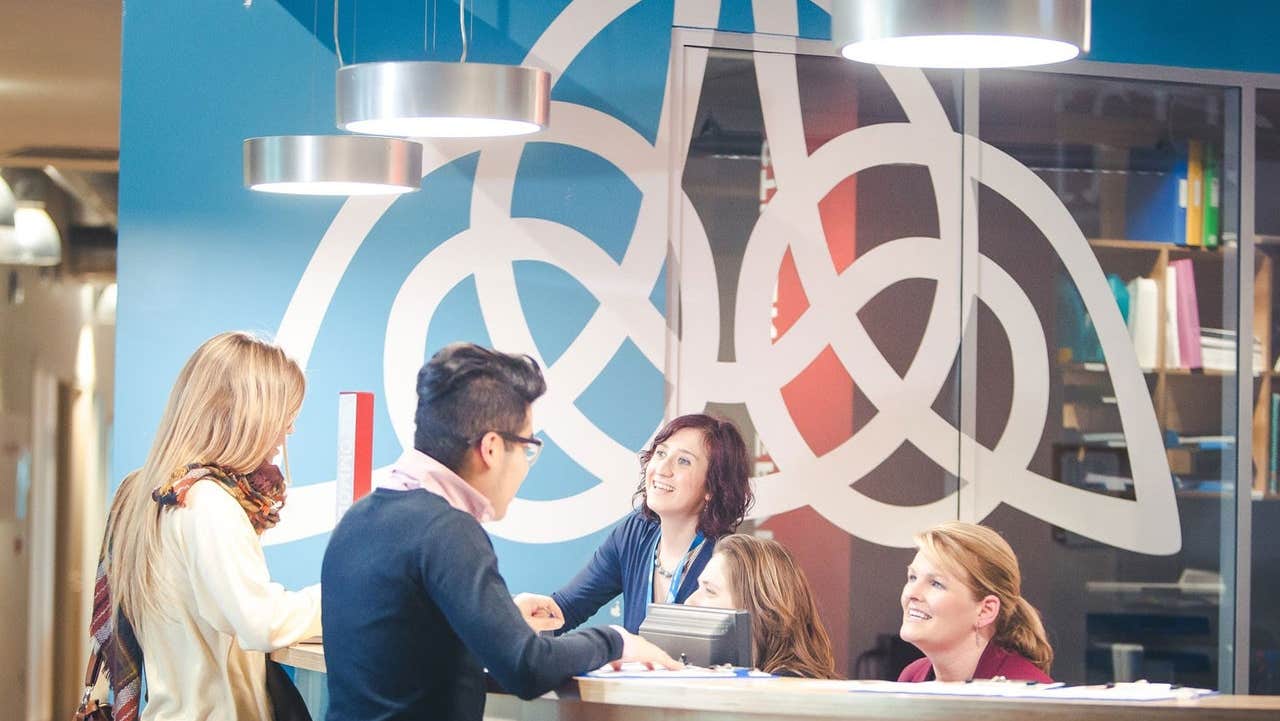 A view of the reception desk at the Atlantic Language School Galway