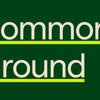 Green graphic with white writing spelling out Common Ground Ireland and the EU