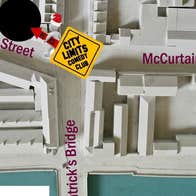 The Best Of Cork Christmas Special No 3, a map of Cork City around the comedy Club in grey with model buildings
