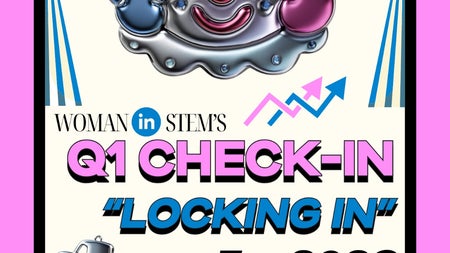 Event information for Woman in Stem's Q1 check in on the 29th March 2026 in A4 format