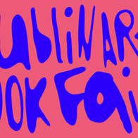 A pink graphic reads Dublin Art Book Fair in blue handwritten font that resembles spray paint.