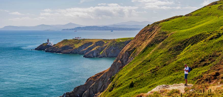 A hiker on the Howth Cliff Walk in County Dublin