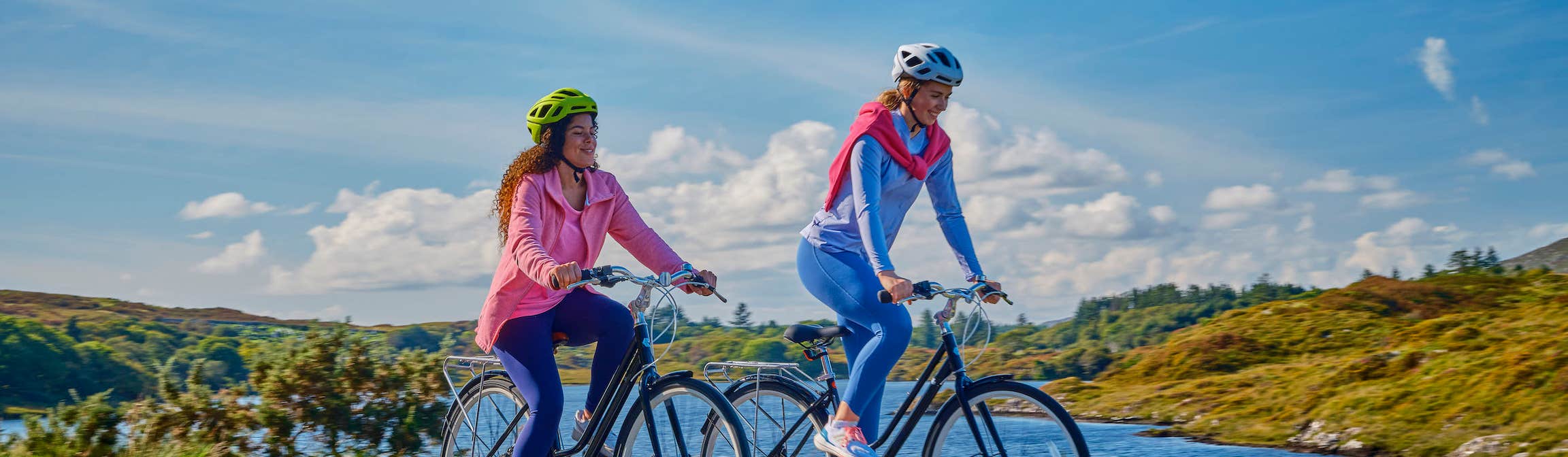 Two women cycling the Connemara Greenway in Galway