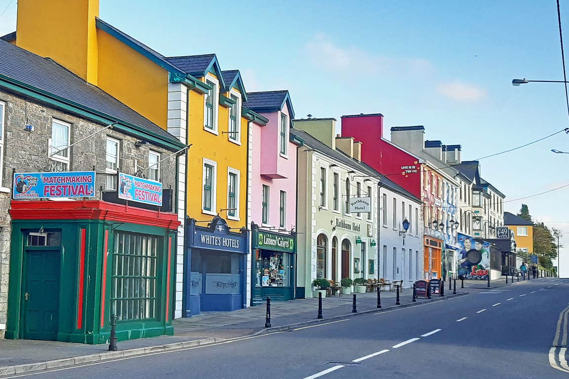 Colourful houses on Lisdoonvarna's Main Street, County Clare