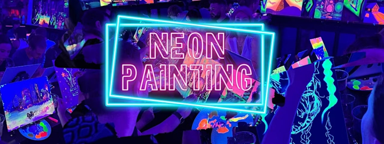 Paint A Neon Canvas. Music. UV Lights. Prizes. No Experience Needed To Take Part.
