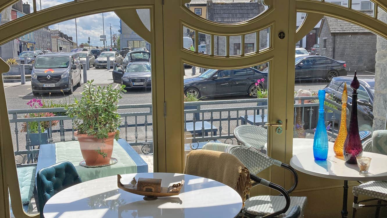 Gallery Café Gort view out of the front window with tables