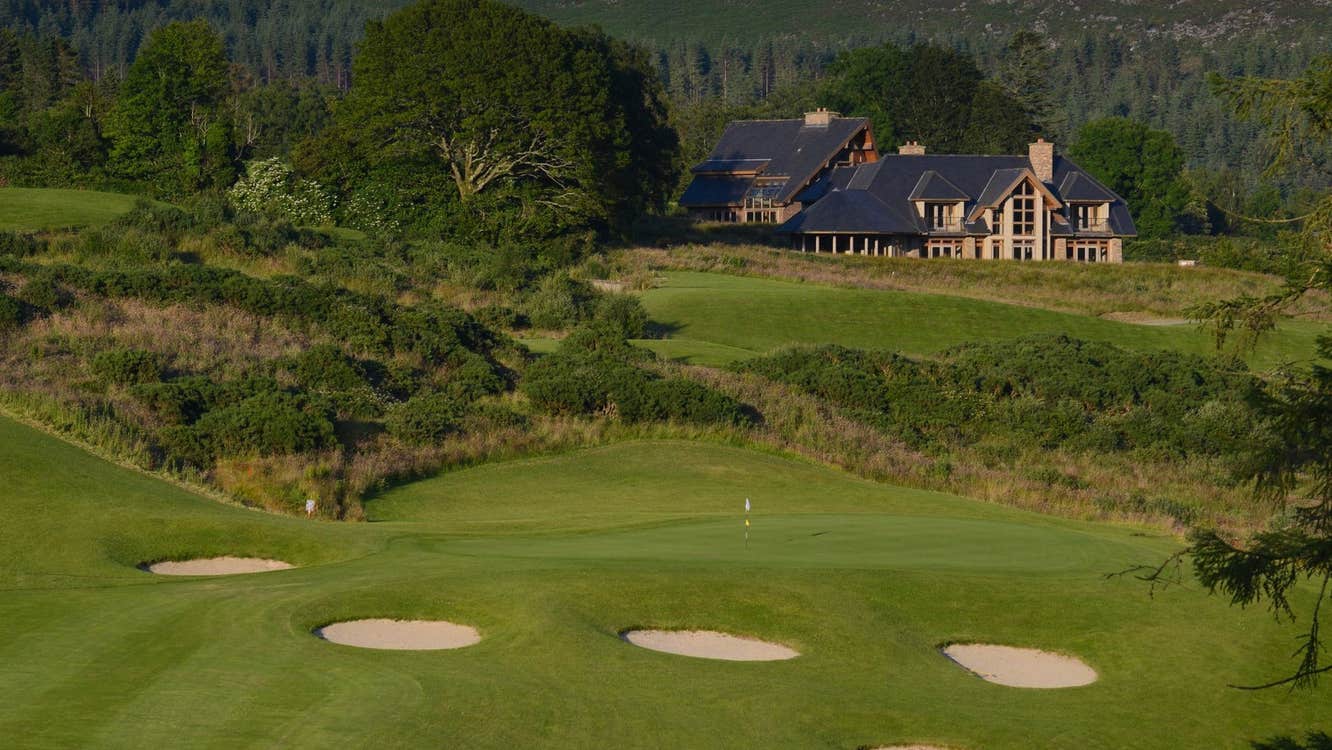 A view of the clubhouse and golf course at Macreddin Golf
