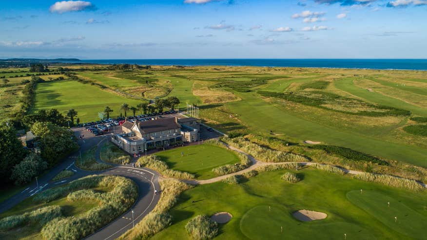 Aerial view of County Louth Golf Club in Baltray, County Louth