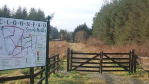 Signage and a gate along Cloonfad's scenic walks