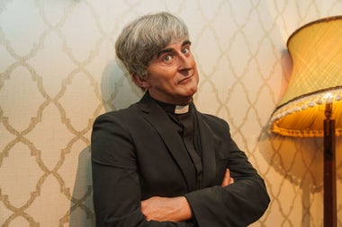 A wax effigy of Dermot Morgan as his character Fr Ted