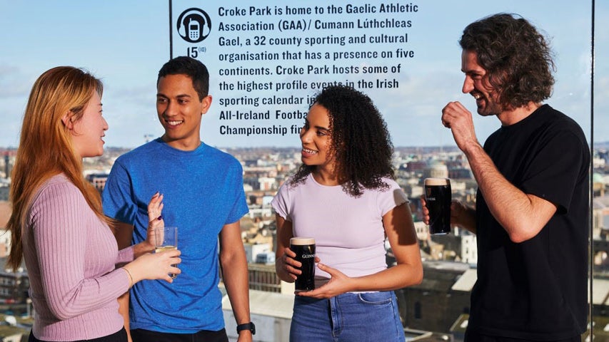 People enjoying a drink in the Gravity Bar at the Guinness Storehouse