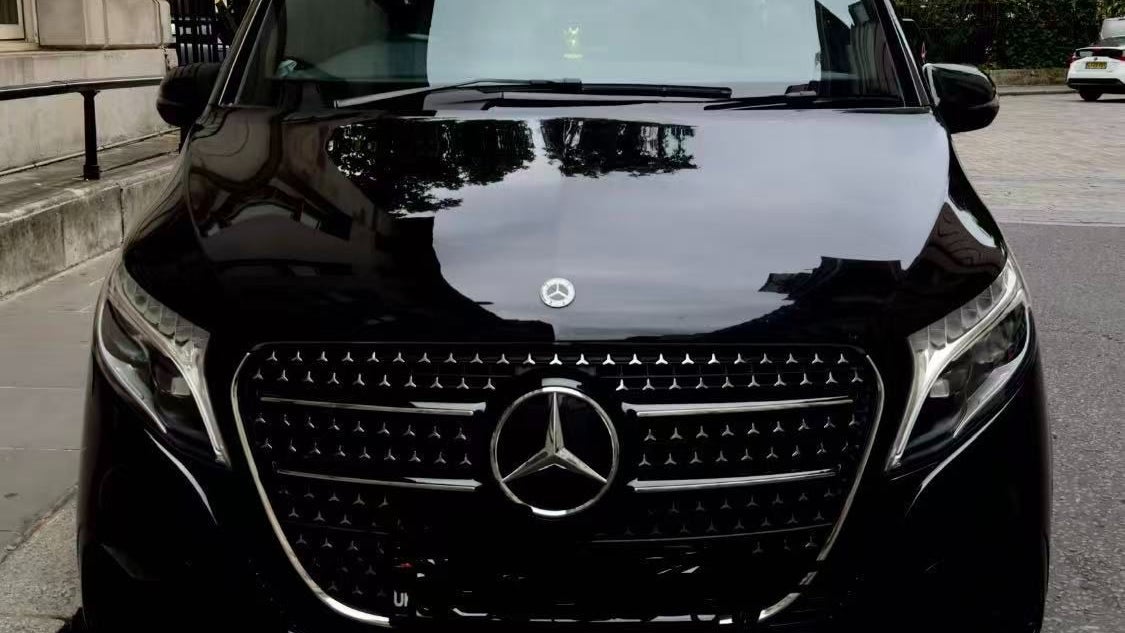 Close up of a black Mercedes car