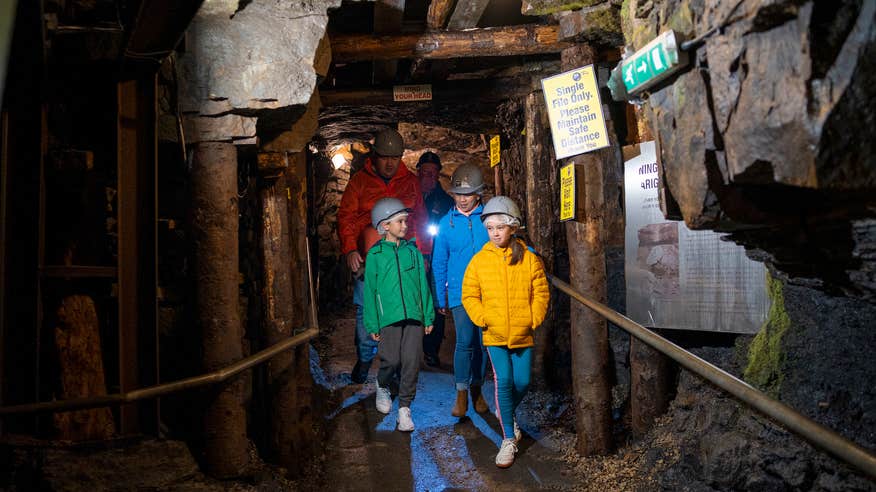 A family on a tour of the Arigna caves in County Roscommon.