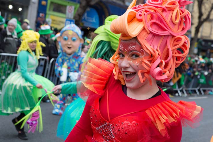 Street performers in the 2017 St Patrick's Day parade in Dublin city