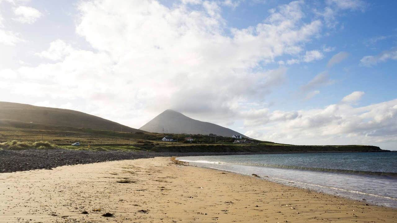 Views of the sandy beach at Golden Strand Achill Island