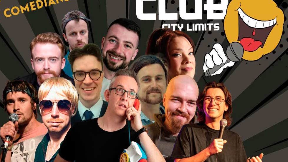 A collage of many different comedians