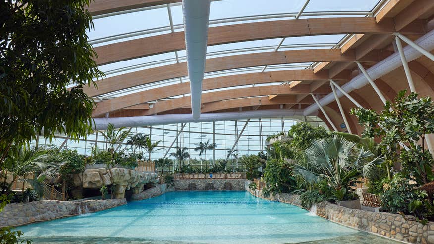 Inside the indoor swimming pool at Center Parcs in County Longford.